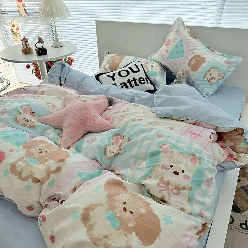 Cute Capybara Duvet Cover Boys Girls 3 4pcs Bedroom Decoration Flat Bed Sheet Pillowcases Single Double Size Bedding Set H260311