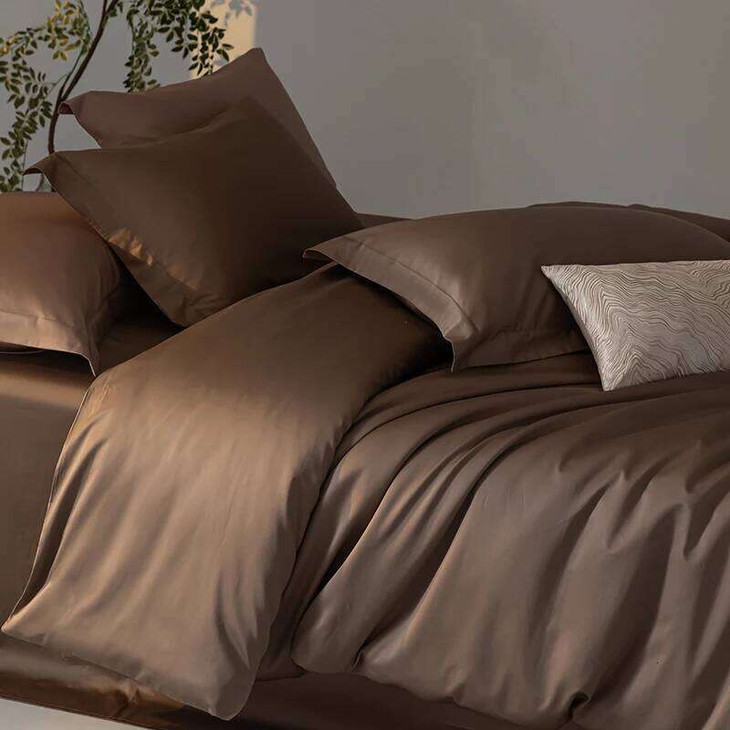 100%Lyocell Eucalyptus Bedding,Coffee Single Duvet Cover Natural Plant Fiber Bed Sheet Or Silky Pillowcase For Four Sesason H260311