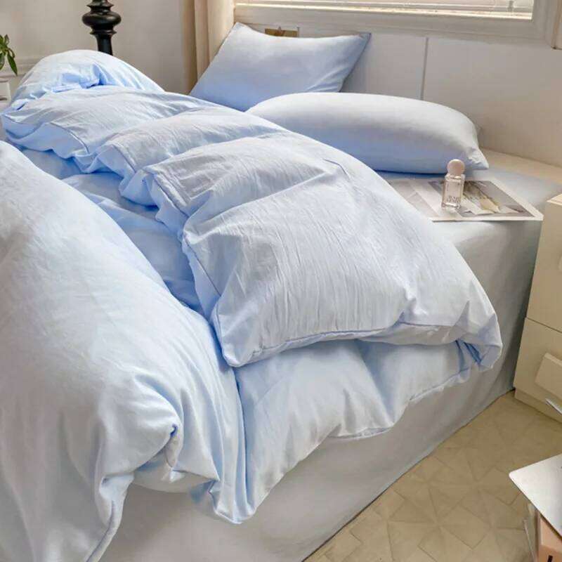 2025 new class A pure four-piece set small fresh solid color super soft washed cotton mattress bed sheet quilt cover H260311 - view 7