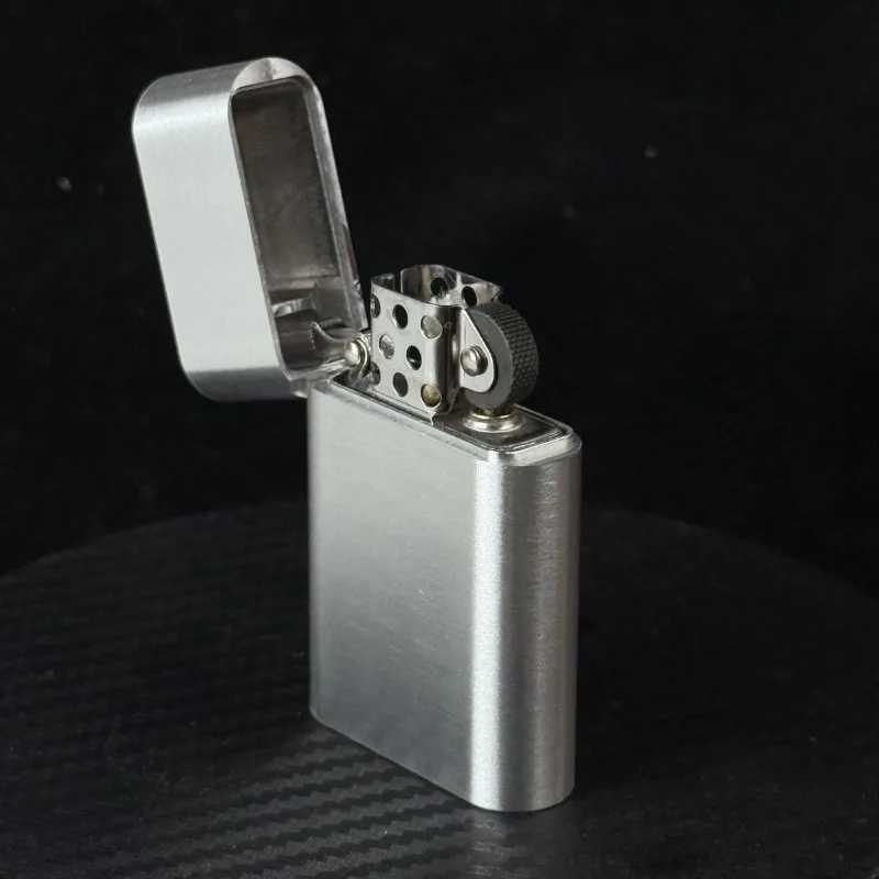 Metal delicate kerosine lighter armor CNC hollowed out old grinding wheel ignition creative engraving custom windproof lighter N260311
