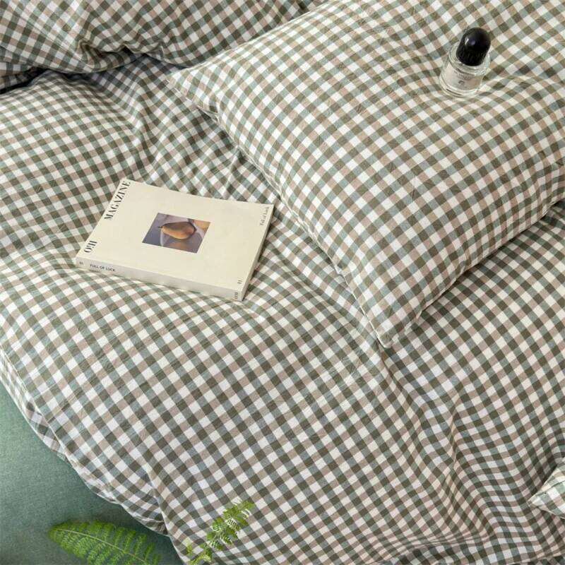 3pcs Green plaid Duvet cover set 1*Duvet Cover + 2*Pillowcase, Without Core, Bedding Set, Soft Comfortable H260311