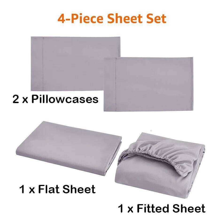 Bed linen set sets mattress cover flat fitted sheet pillowcases Solid Bedding Double Twin Full Queen King Size H260311 - view 6