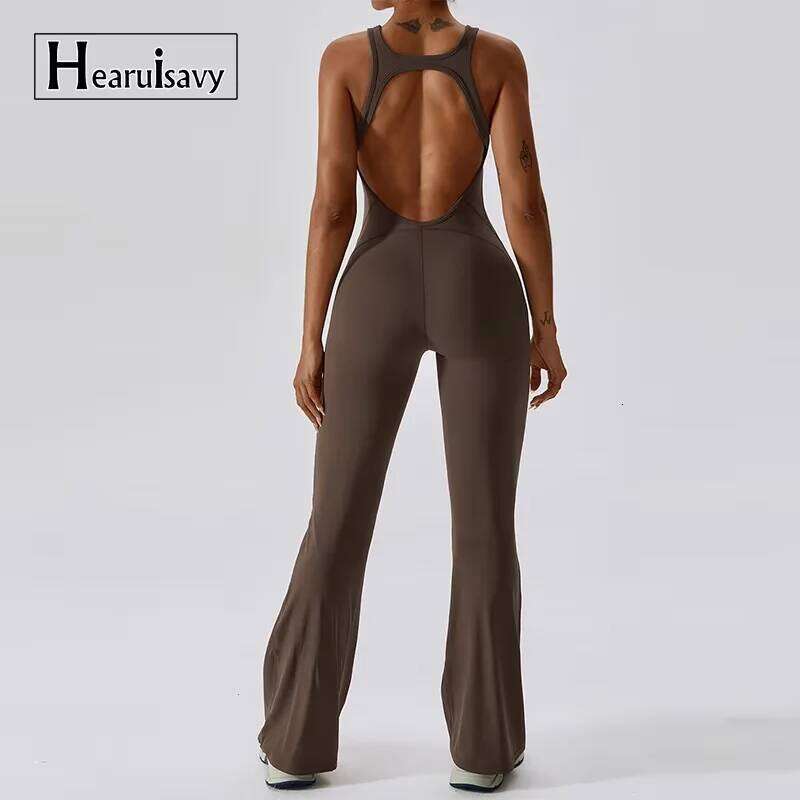 Sexy V Gym Set Training Yoga Suit Sportswear Women Sports Jumpsuit Fitness Rompers Stretch Workout Bodysuits 26H0311