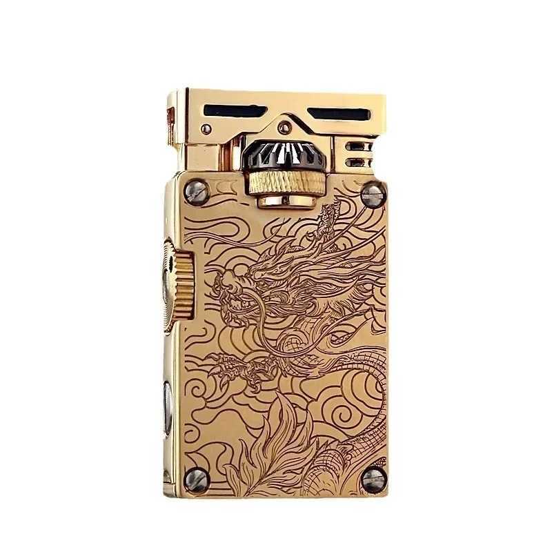 CHIEF High-end Luxury Retro Kerosene Lighter Windproof Side Sliding Wheel Exquisite Tangcao Line High-end Men N260311