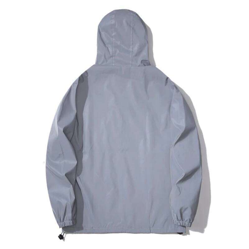 NEW SIZE Night Reflective Jackets Double Fabric Windbreaker Hooded Jacket Men Hip Hop Dancer Waterproof Zipper Coats Outwear 26H0310
