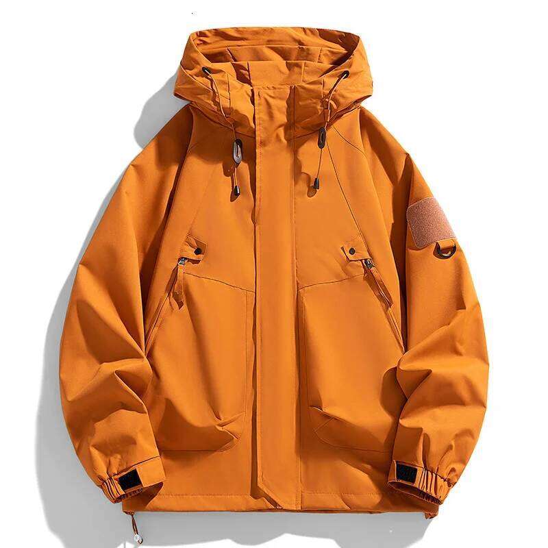 Windbreakers Men Zipper Coat Cargo Waterproof Black Bomber Camping Loose Thin Softshell Hooded Hiking Jacket 26H0311