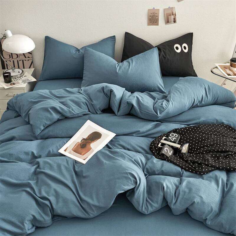 Bonenjoy Bedsheet Solid Color Bedclothes Soft Bed Linen Girls Boys Room Bedding Single/Queen Size Quilt Cover Set H260311 - view 4