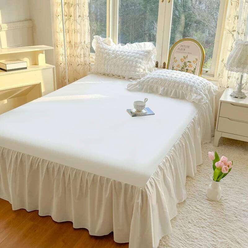 Korean Princess Style Lace Ruffles Bedding Skin-friendly Soft Seersucker Duvet Cover Set Sheet Or Bed Skirt Pillowcases H260311