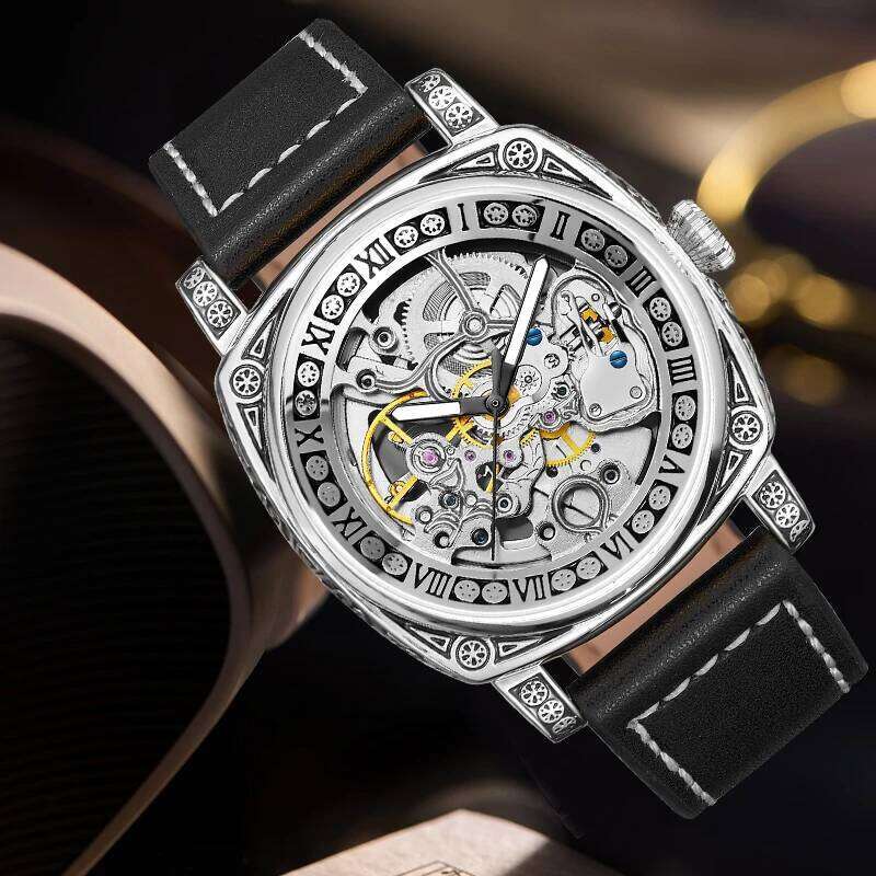 New hollowed out fashionable classic punk unisex mechanical watch