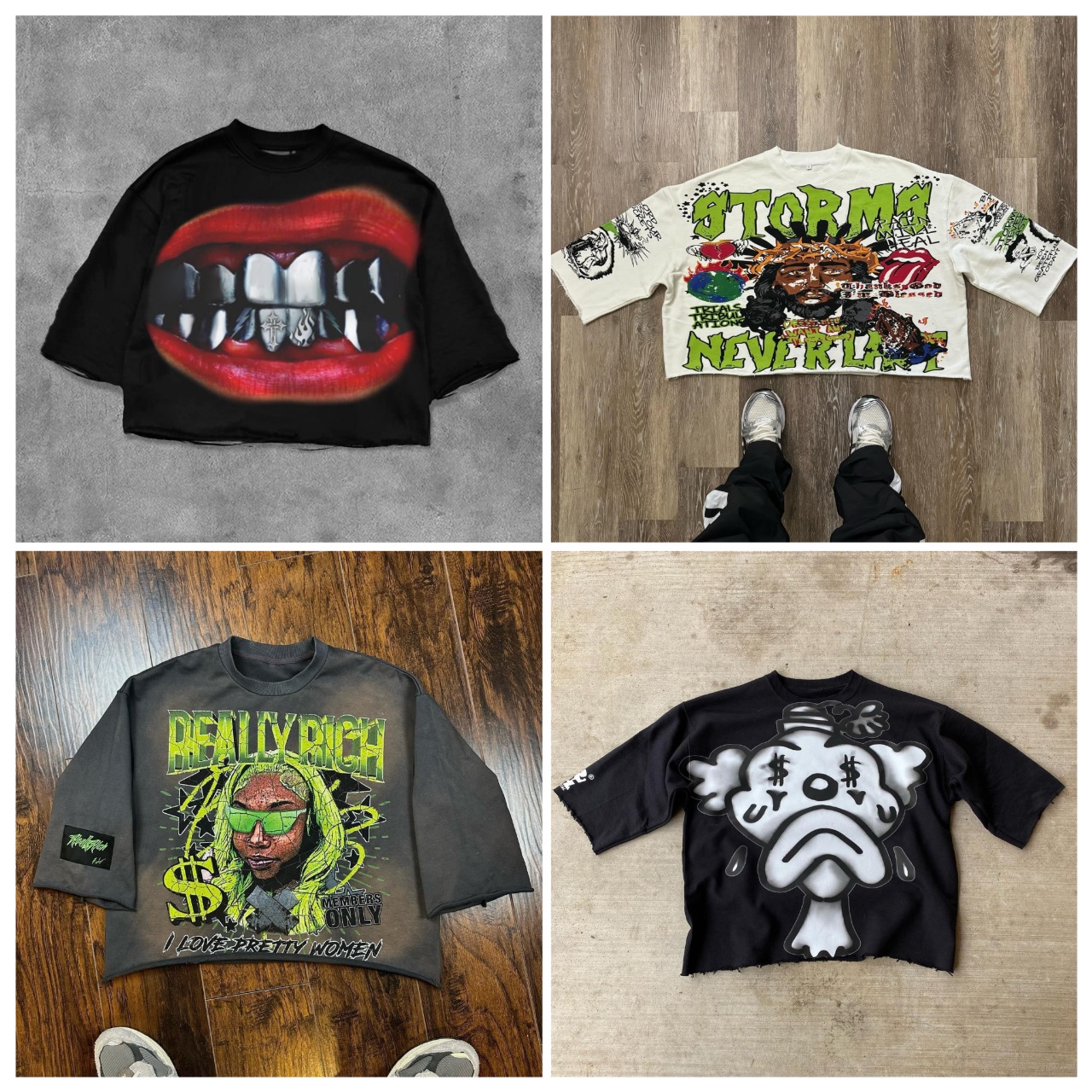 Men's Dress Shirts American Retro Gothic Fashion Summer Casual Hip-hop Splicing T-shirt Personalized Street Sports Top y2k