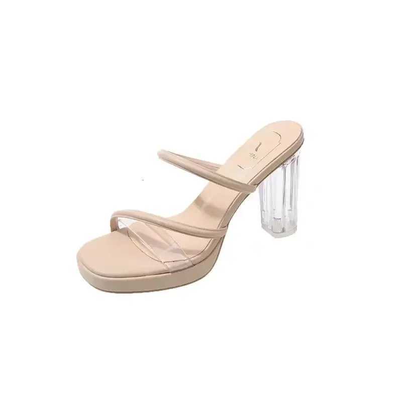 Women Sandals High Heels 7-9 Cm Silver Transparent Female Sandals Summer Sexy Nightclub Waterproof Platform Womens Shoes K260311