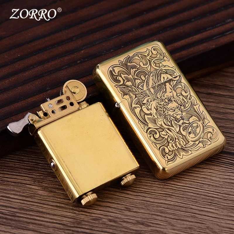 New 790 Brass Kerosene Lighter Creative Engraved Metal Grinding Wheel Ignition Lighter Customized Mens Ignition Tools N260311