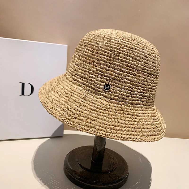 Designer High-quality Raffia Straw Hat Wen Summer Beach Sun Hats Korean Luxury Travel Sun Protection Breathable Fisherman Hat X260311