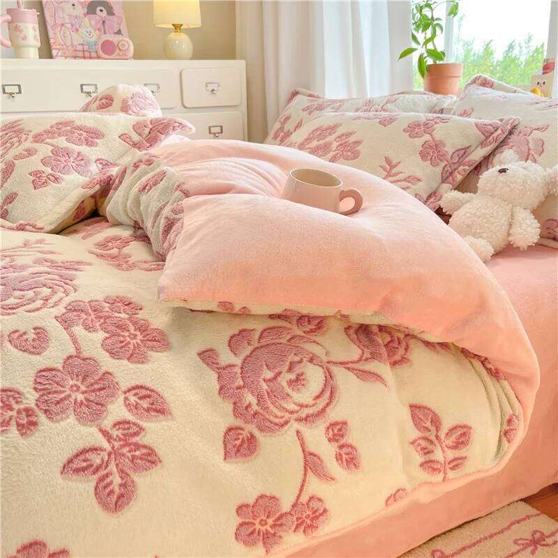 1pc Super Warm Duvet Cover for Winter Flower Printed Single/Queen/King Flannel Fleece housse de couette 220x240 no pillowcase H260311 - view 3