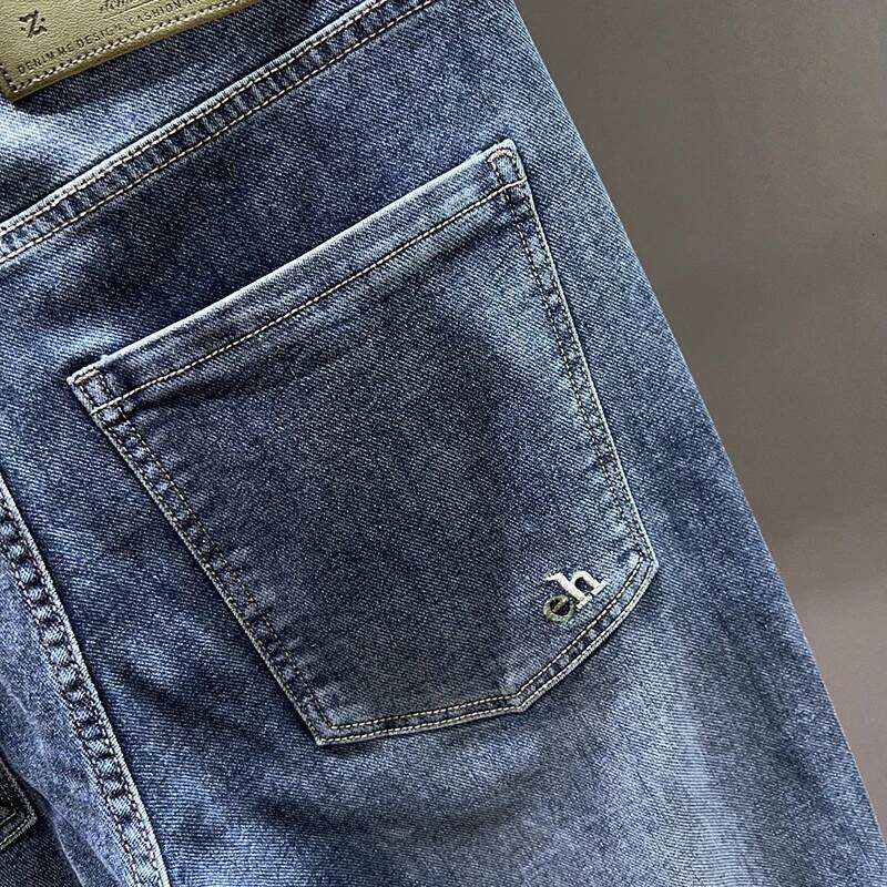 Men's Loose Harem Jeans Classic Blue Fashion Elastic Tapered Small Feet Denim Pants Streetwear Youth Ankle Length Trousers Z260225