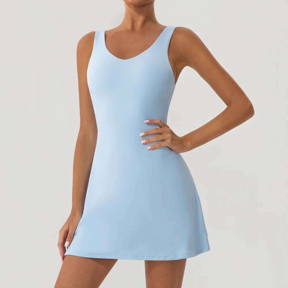 Tennis Fitness Dresses Women Fake Two Piece Sports Dress Outdoor Casual High Elasticity Running Yoga Golf Mini Skirts 26H0311