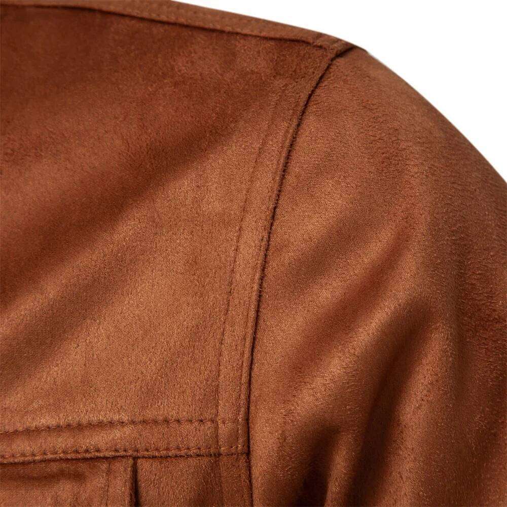 New Autumn Winter Suede Leather Men Fashion Casual Turn Down Collar Men's Jacket 26H0311