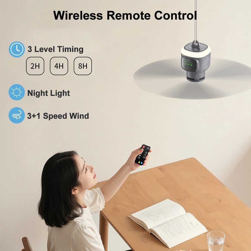 12000mAh Portable Ceiling Fans Outdoor Camping Fan Tent Air Circulator Cooler Rechargeable Electric Fan LED Light Remote Control X260311