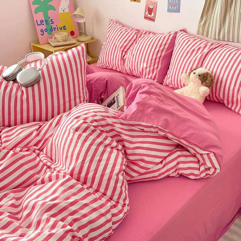 Stripe Bedding Duvet with Pillowcase bed sheet Full Size Linen Quilt Cover Set Queen/King Double Single Bed H260311 - view 3