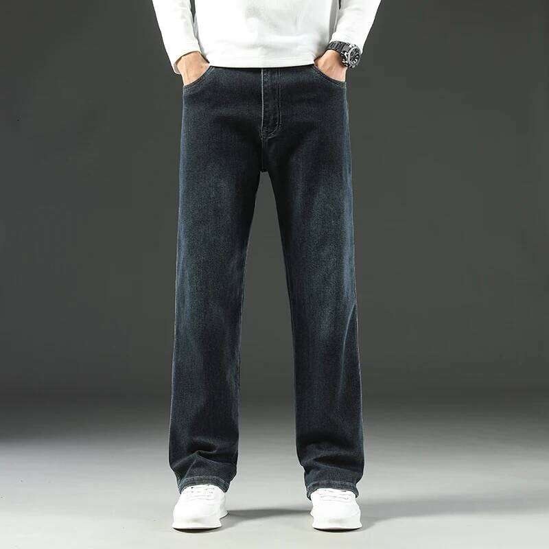 2026 New Y2K Autumn and Winter Baggy Jeans Men's Loose Straight Wide-leg Business Trousers Mens Clothing Z260225