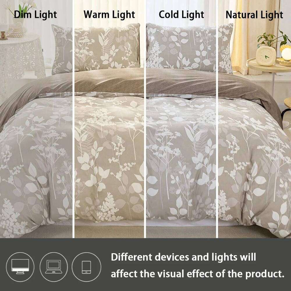 3pcs/set Leaf Floral Pattern Set1 & 2 PillowcaseSoft And Skin-Friendly Duvet Cover Bedding Set For H260311 - view 5