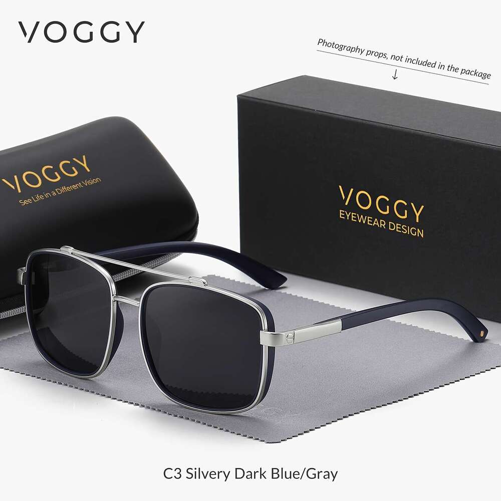 VOGGY Fashion Simple Retro Pilot Metal Tr UV Protection Polarized Glasses Men And Women Driving Outdoor Riding Fishing Holiday Party Decoration Props 