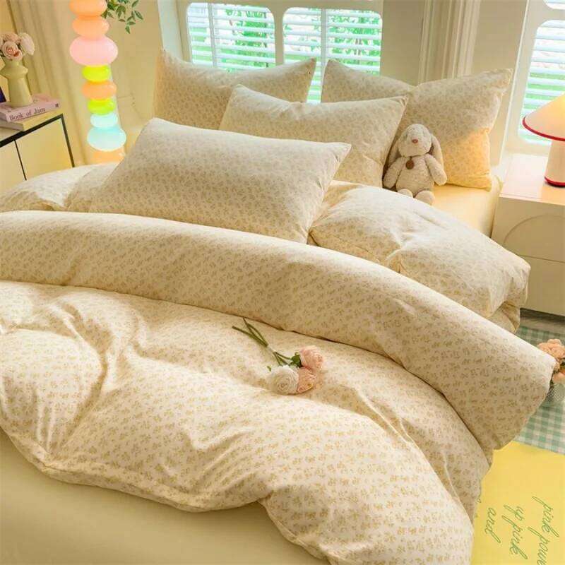 2025 New Four Seasons Available Small Floral Skin friendly Wash Cotton Bed Sheet Three Piece Set for Student Dormitory Use H260311