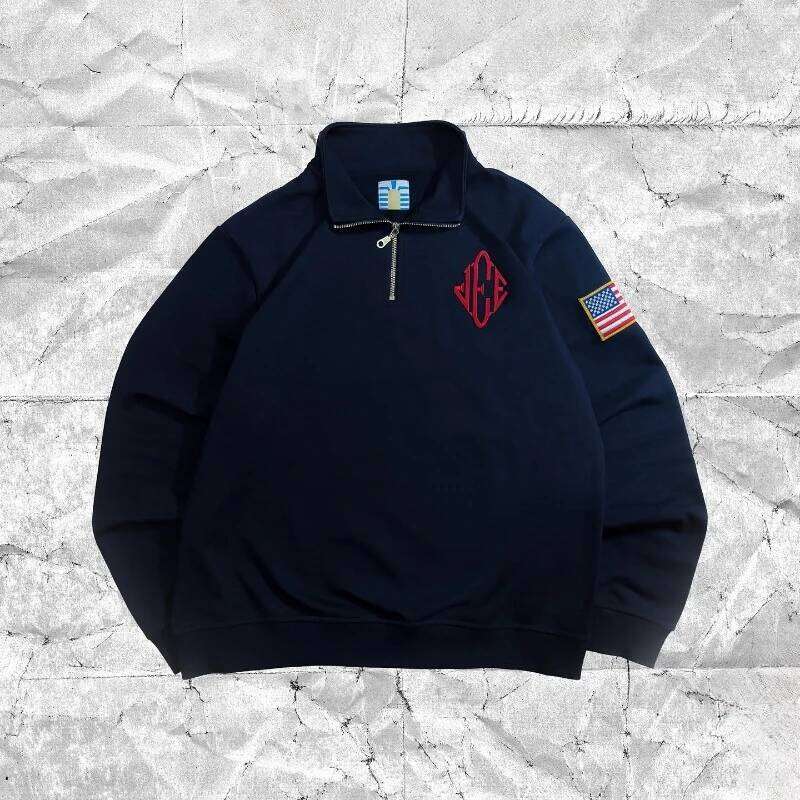 Y2K Retro Quarterzip Pullover Hoodie JEE Embroidery Pattern Sweatshirt American Vintage Casual Streetwear Men Oversized Coat C260311