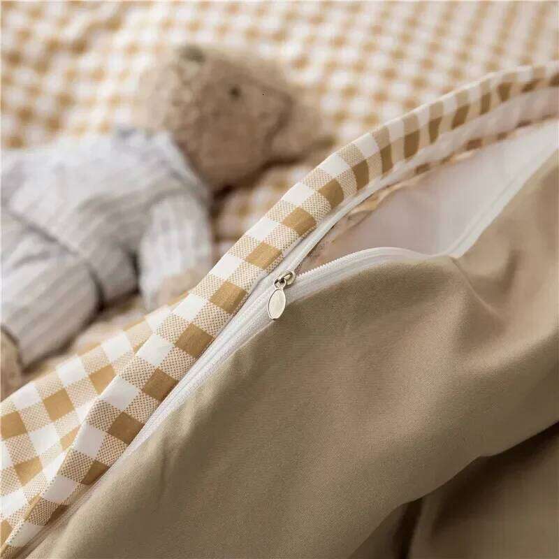 Black White Small Checks Printed Floral Duvet Pillowcase Bedding Set Bed Sheet Quilt Cover Single Queen King Size H260311