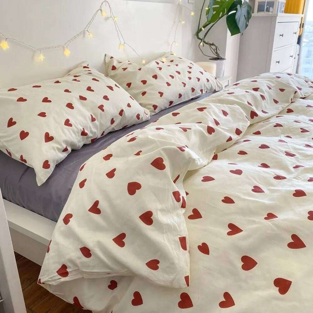 Fashion Bedding Set White Green Double Bed Linens Nordic Duvet Cover Pillowcase Queen Size Flat Sheet Classic Grid Kids Winter H260311