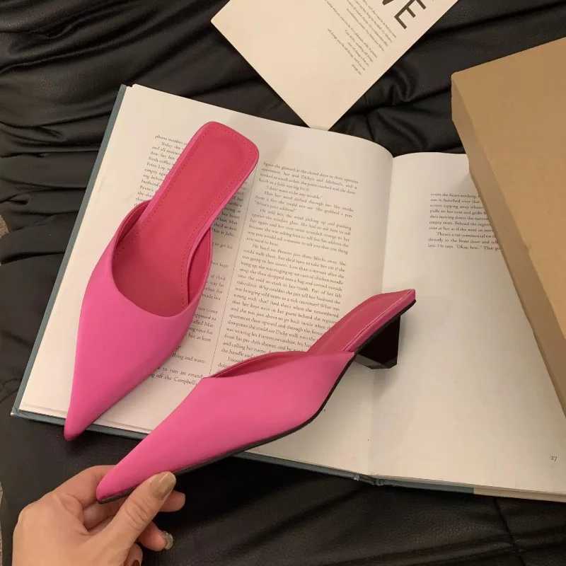 Sexy Women Pointed Toe Dress Mules Shoes Fashion Walking Sandals 2024 Summer Slingback Flip Flops Femme Slides K260311