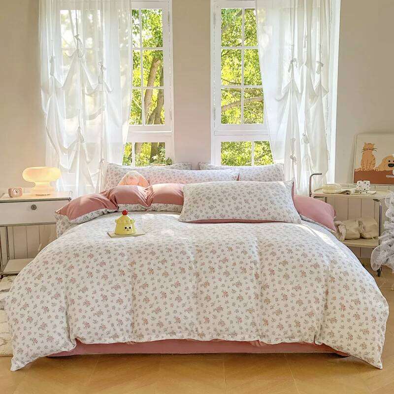 A-Class Double-Layer Yarn Floral Bedding Set Bubble Cotton Skin Friendly Summer Duvet Cover Sets Ins Soft Bed Linens for Home H260311