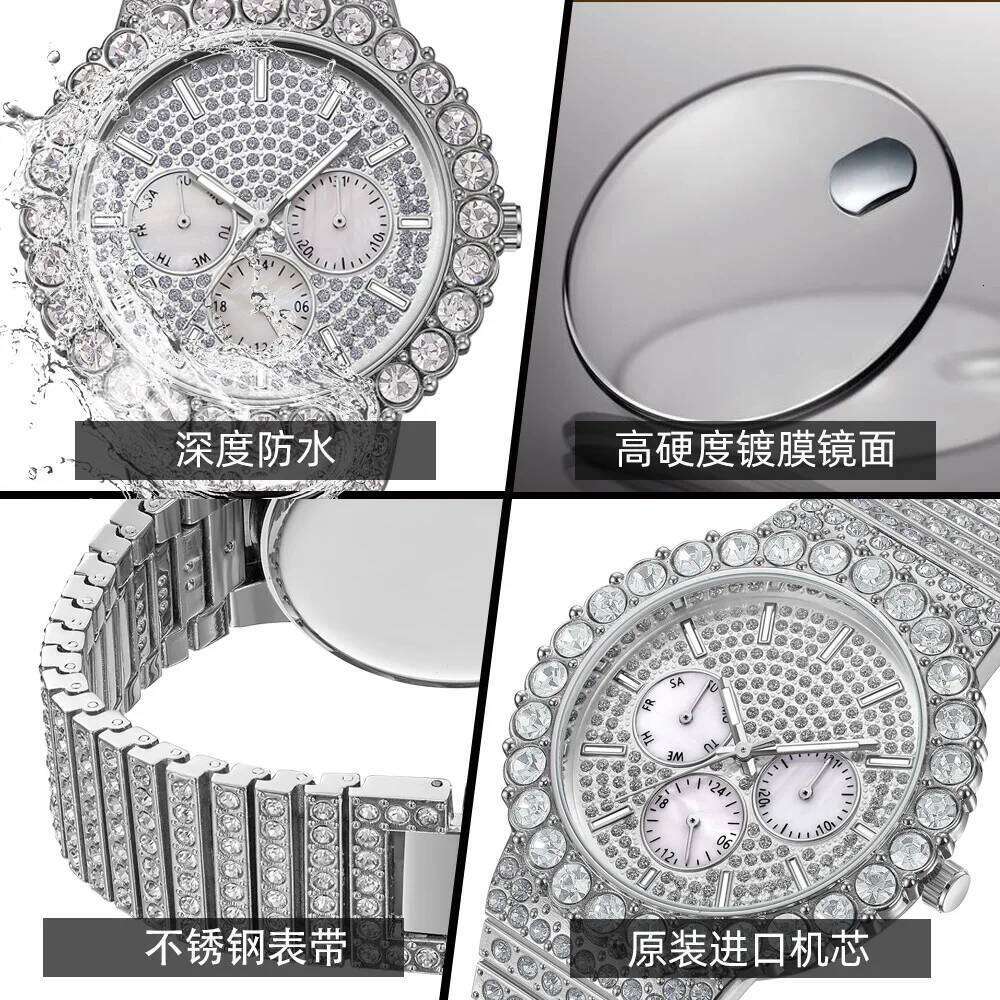 Trendy Full Diamond Fashionable Versatile Leisure Multi functional Luminous Waterproof Men's Quartz Watch
