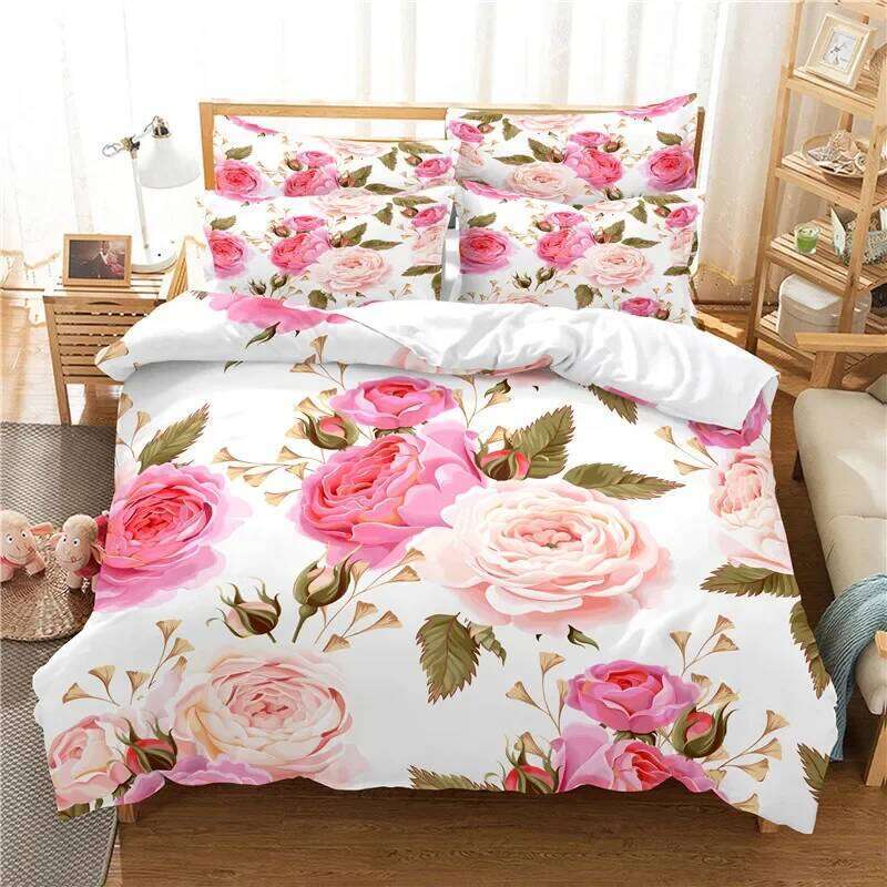 Flowers Duvet Cover 3d Digital Printing Bed Linen Queen Size Bedding Set Fashion Design H260311