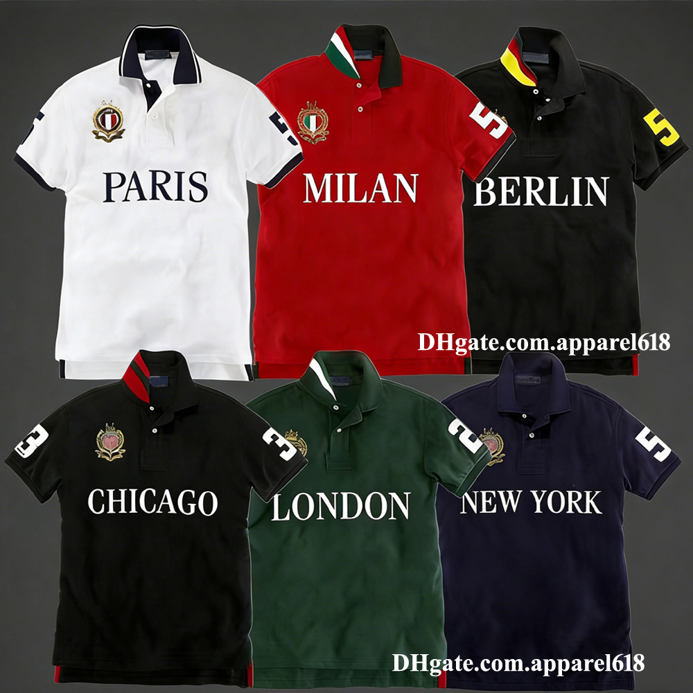 mens polos shirt designer tops cotton t shirts hip hop style Y2K tshirts City Name Chicago summer casual oversized white black Short Sleeve Streetwear Clothing