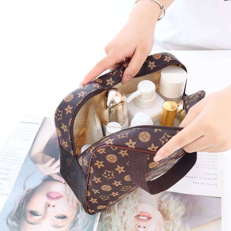 PU Portable Handbag Fashionable & Zipper Cosmetic Organizer Box Shape Toiletry Case For domestic use living room bedroom kitchen organization