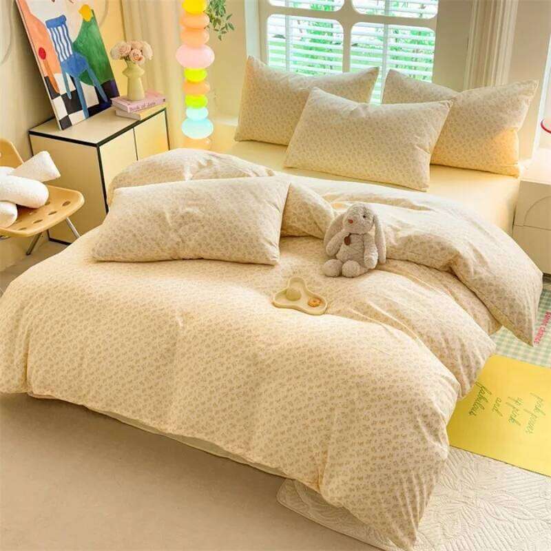 2025 New Four Seasons Available Small Floral Skin friendly Wash Cotton Bed Sheet Three Piece Set for Student Dormitory Use H260311