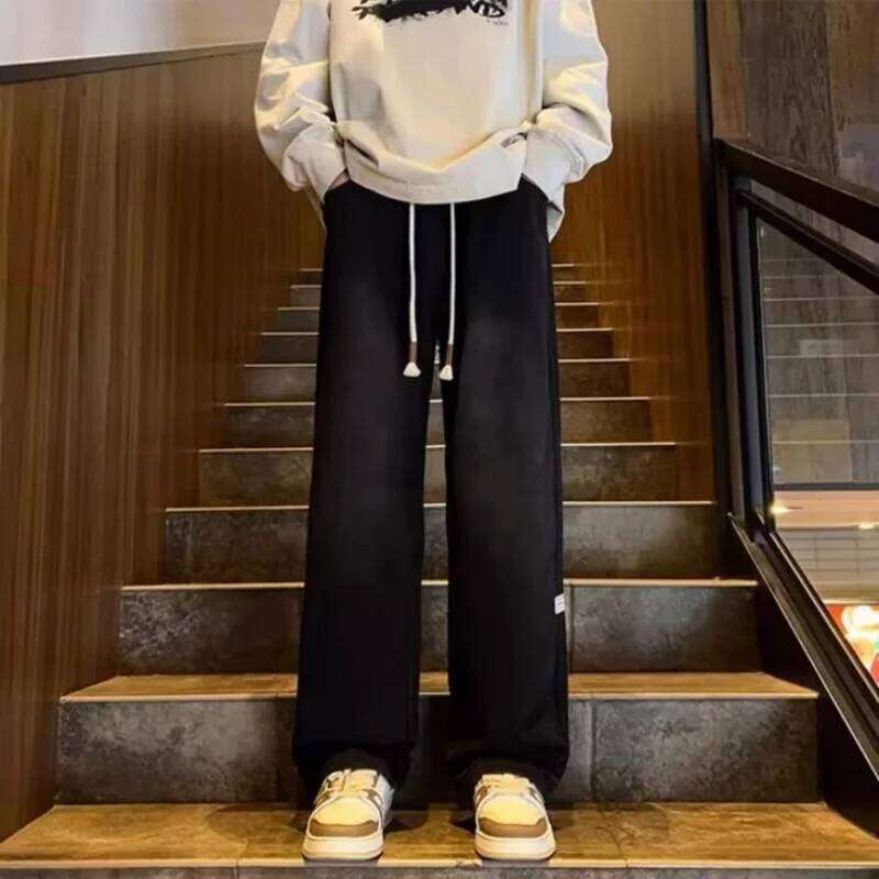 Men's Trendy American Vintage Denim Pants, Spring/Autumn New Arrival, Loose-Fit Straight Leg Flared Jeans Z260225