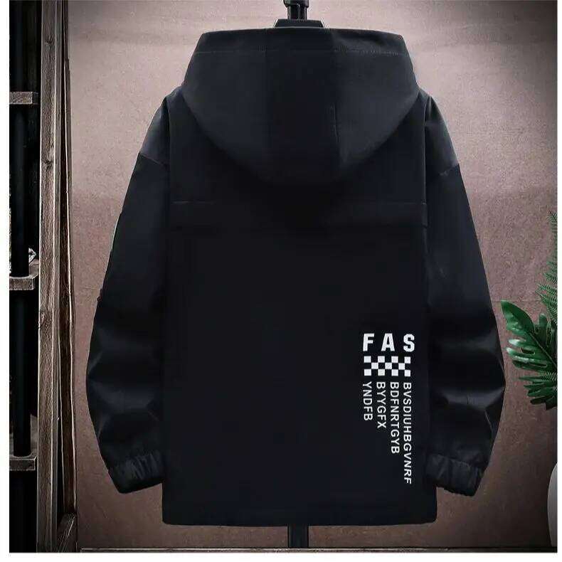 Zipper Men's Pilot Hooded Jacket Spring/Autumn Baseball Uniform Tide Card Loose Pullover Front Pocket Adding velvet Coat 26H0311