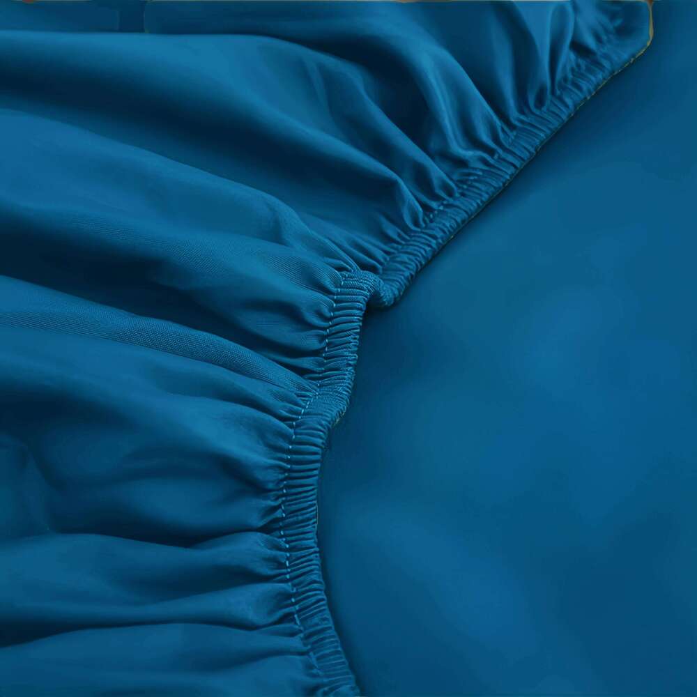 Kuup Polyester Queen Size Bedding Set - 3pcs Solid Color Fitted Sheet & Pillowcases Elastic Band Mattress Cover Included H260311