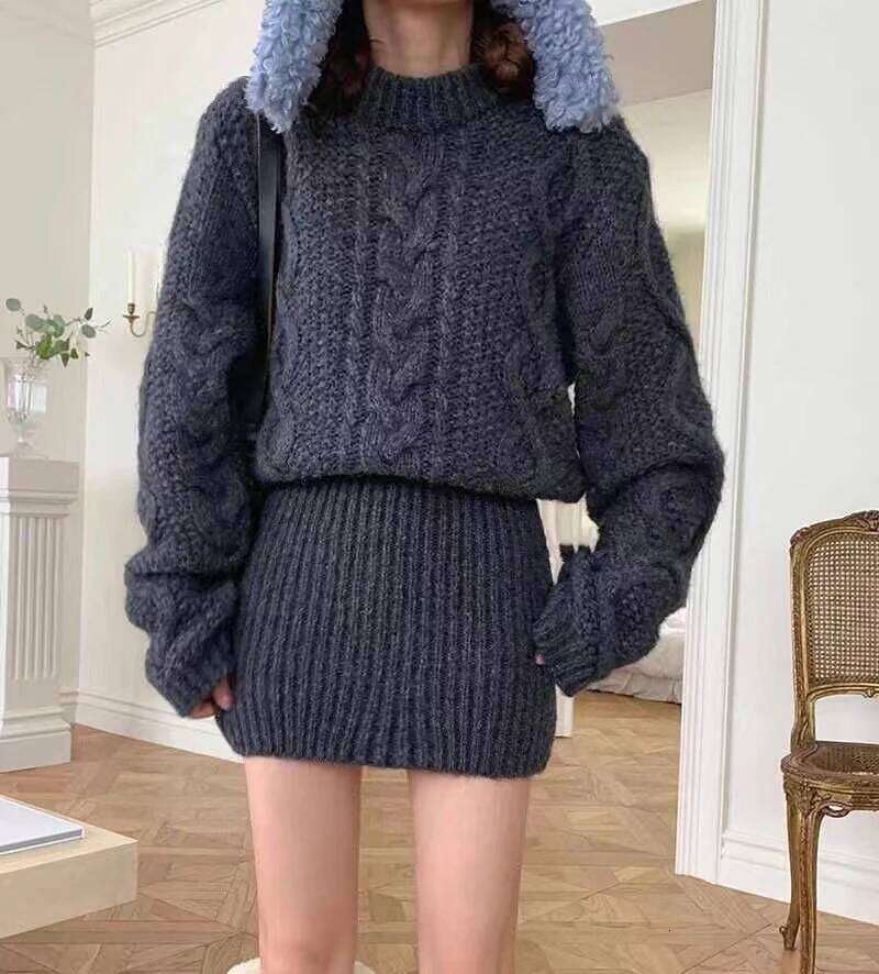 Bodycon Knit Chunky Cable-knit Long Sleeve Ribbed Mini Sweater Dress Women Autumn Winter Outfit Z260311