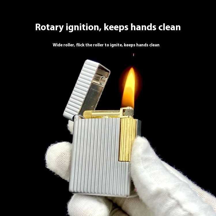 New ST30 Vertical Pearl Chrome Oil Lighter Stylish Side Sliding Cigarette Lighter Classic Series Style Mens Gift N260311