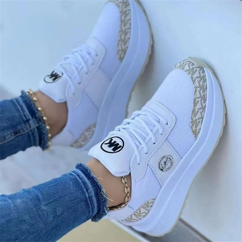 Free Shipping Casual Shoes Running Sneaker Designer Shoes Women's Casual Wedge Sneakers New Lace-up Mid Heel Large Size Mesh Single Shoes
