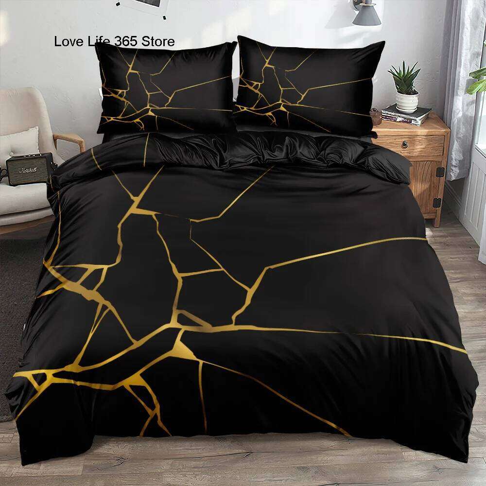 Classic 3D Marble Quilt Set Bedding Sets Comforter Covers Pillowcases 3-Piece Duvet Cover Linens Bed 140x200 Bedspreads H260311