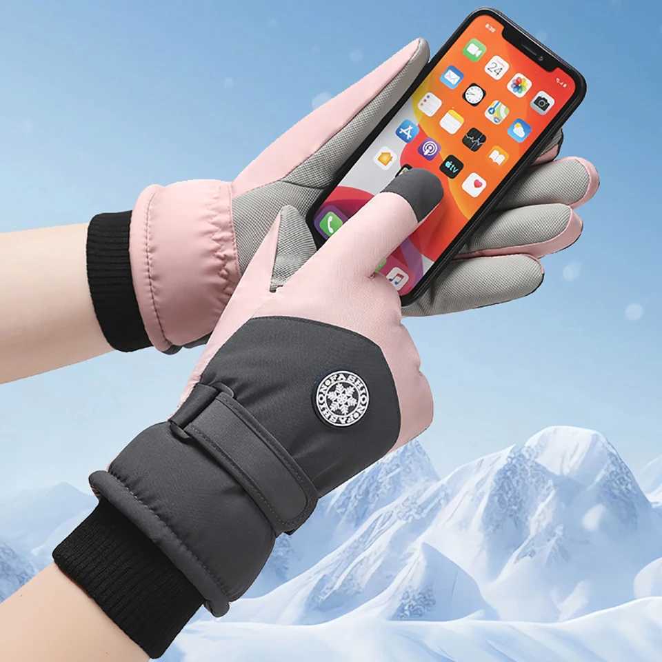 GTUBIKE 1 Pair Winter Unisex Snowboard Ski Gloves Non-slip Touch Screen Waterproof Motorcycle Cycling Fleece Warm Snow Gloves M260311