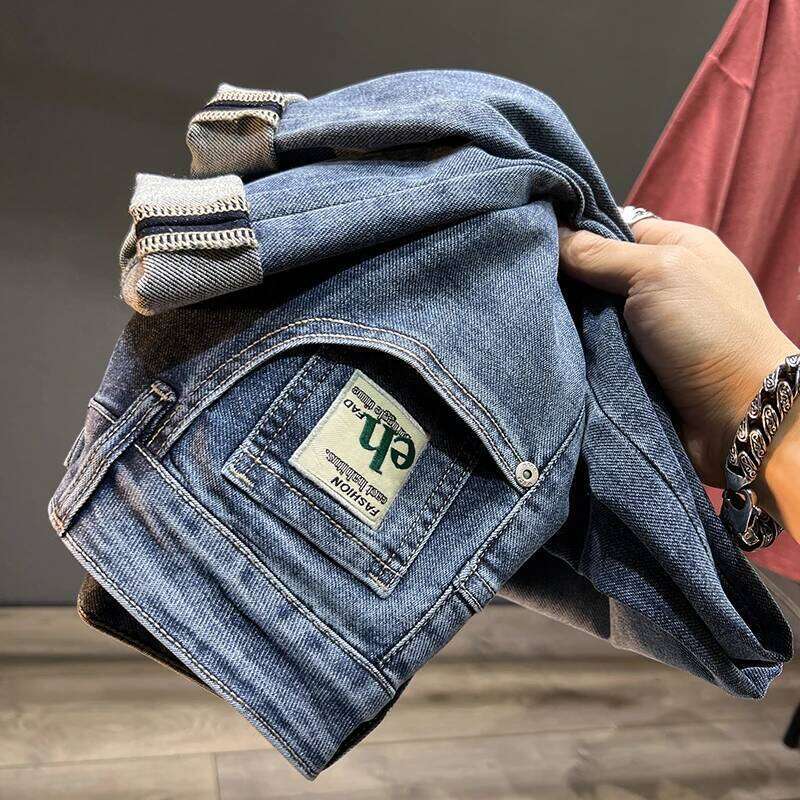 Men's Loose Harem Jeans Classic Blue Fashion Elastic Tapered Small Feet Denim Pants Streetwear Youth Ankle Length Trousers Z260225