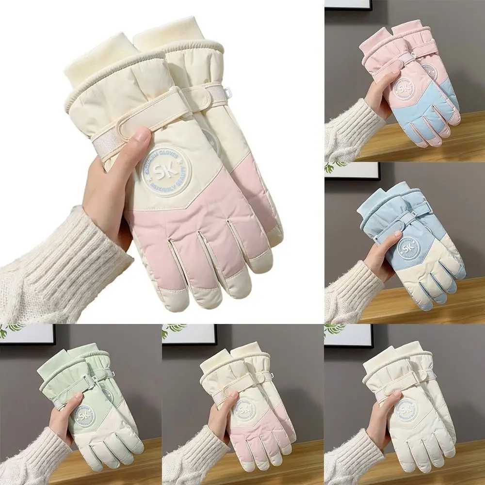 Fashion Lining Ski Gloves Thick Cotton Waterproof Touch Screen Gloves Windproof Winter Warm Gloves For Women M260311