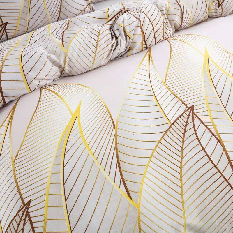 Gold Leaf Duvet Twin Full King Size Tropical Botanical Leaves Bedding Set Soft Microfiber Garden Farmhouse Comforter Cover H260311