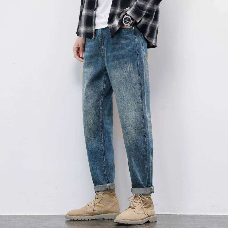 Autumn Winter American Vintage Men's Jeans Cotton Thick Casual Classic Fashion Black Blue Loose Straight Denim Trousers Male Z260225
