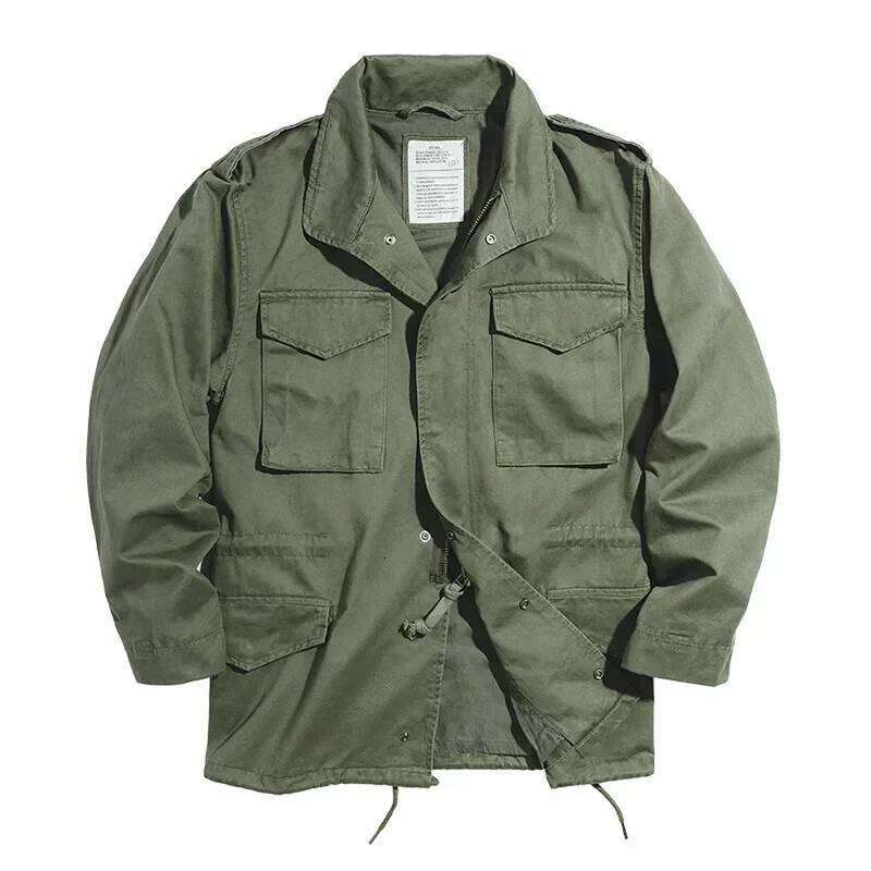 European American Retro Men. Leisure Windbreaker with Multiple Pockets, Workwear Jacket for Spring and Autumn. 26H0311